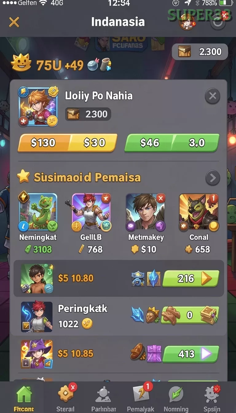 Cuplikan layar JNT777 — menu navigasi